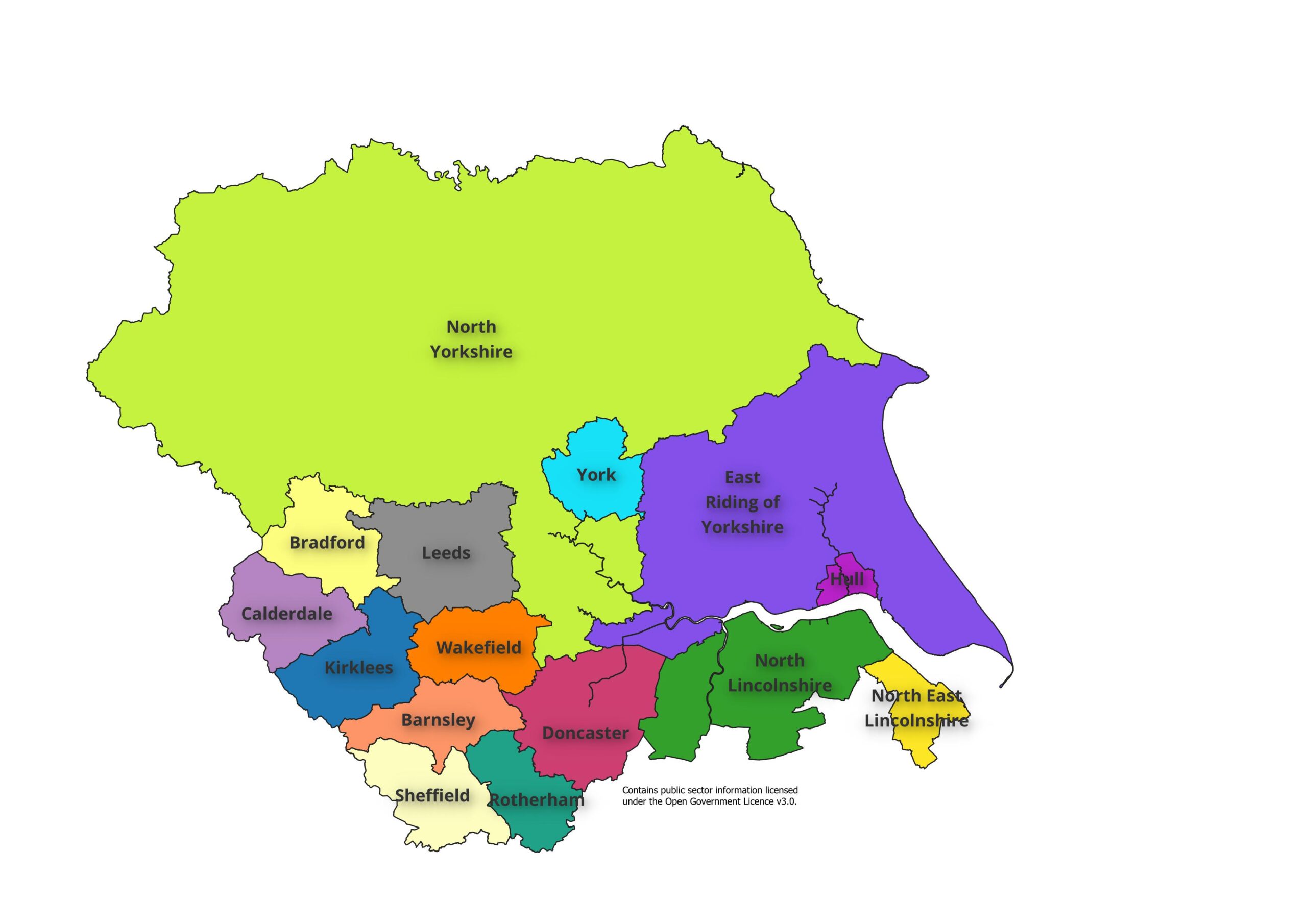 Local authorities in the Yorkshire and the Humber region